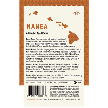Kuleana Rum Works Aged Rum Nanea 2 Yr 86 - 750ML - Back Label