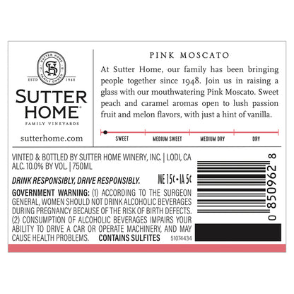 Sutter Home Pink Moscato California - 750ML - Back Label