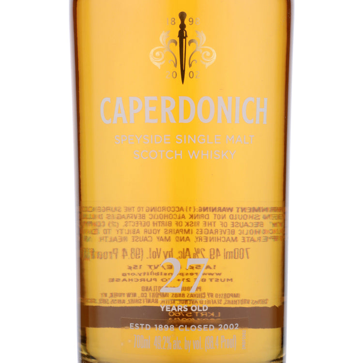 Caperdonich Single Malt Scotch Speyside 27 Yr 98.4 - 700ML - Front Label