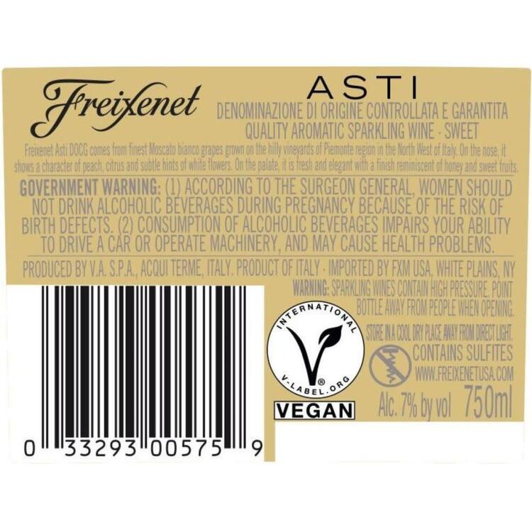 Freixenet Asti - 750ML - Back Label