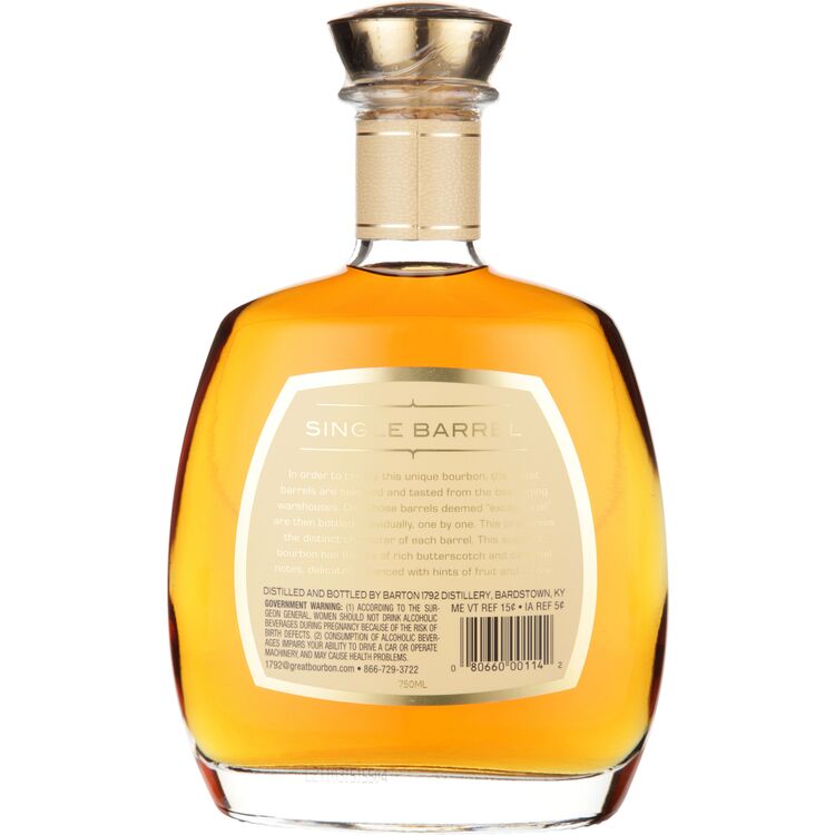 1792 Straight Bourbon Single Barrel 98.6 - 750ML - Back
