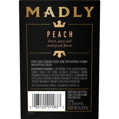 Madly Peach Flavored Wine - 750ML - Back
