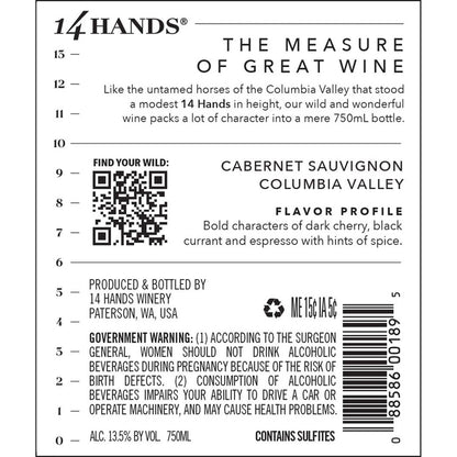 14 Hands Cabernet Sauvignon Washington - 750ML - Back Label