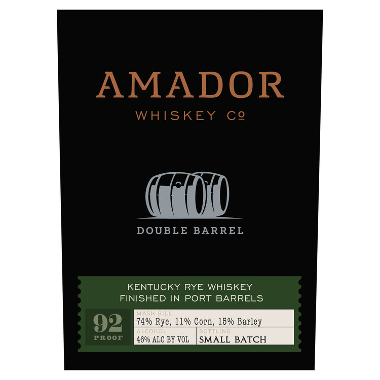 Amador Whiskey Co. Rye Whiskey Double Barrel Port Barrel Finished 92 - 750ML - Front Label