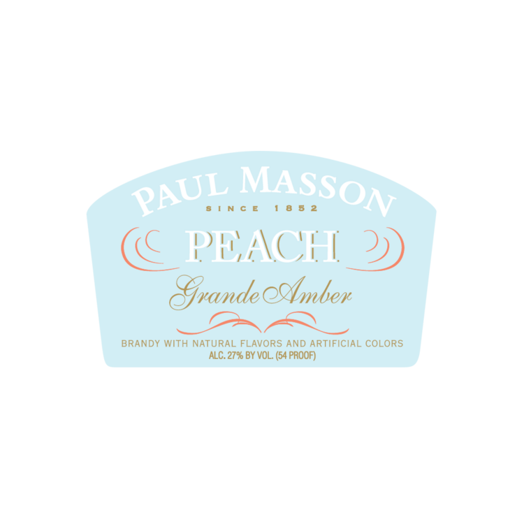 Paul Masson Peach Flavored Brandy Grande Amber 54 - 750ML - Front Label