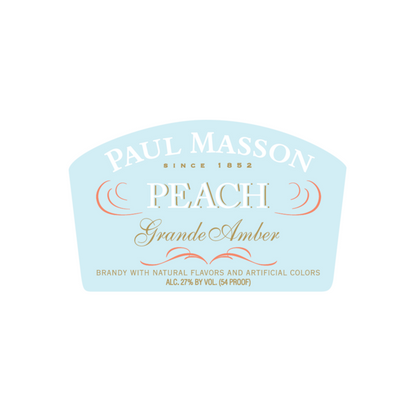 Paul Masson Peach Flavored Brandy Grande Amber 54 - 750ML - Front Label