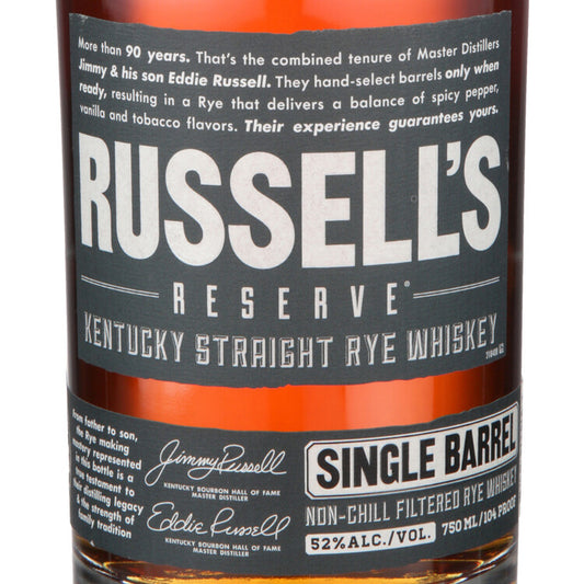 Russell's Reserve Straight Rye Whiskey Single Barrel 104 - 750ML - Front Label