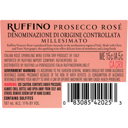 Ruffino Prosecco Rose Millesimato 2022 - 187ML