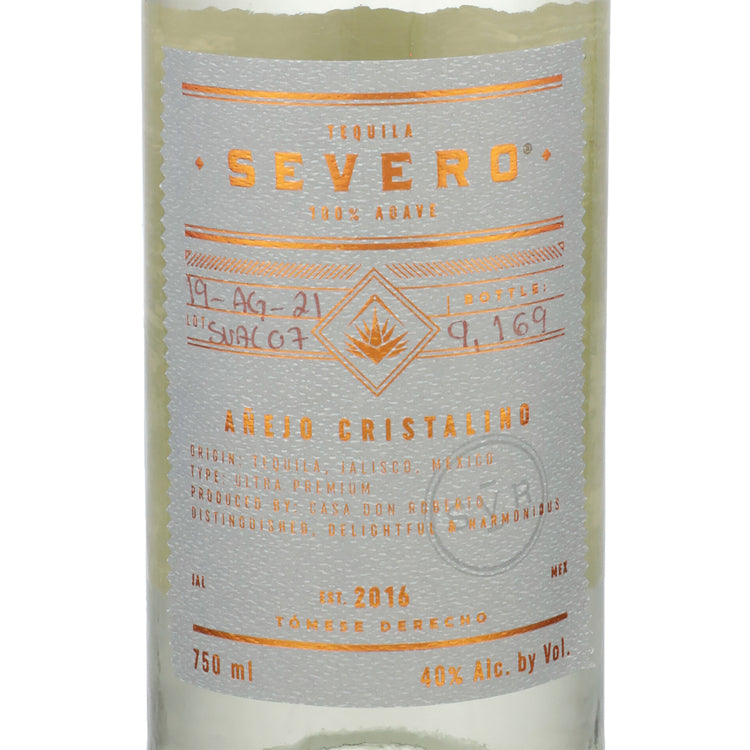 Severo Tequila Anejo Cristalino 80 - 750ML - Front Label