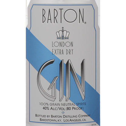 Barton London Dry Gin Extra Dry 80 - 1.75L - Front Label