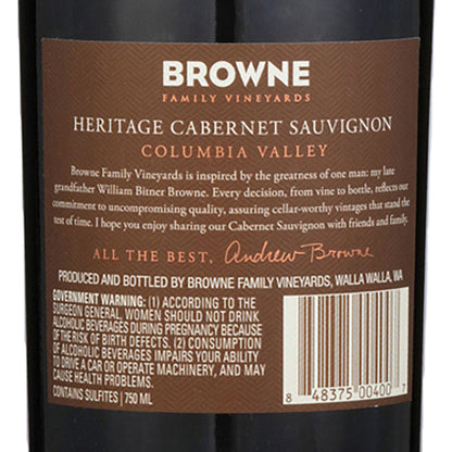Browne Family Vineyards Cabernet Sauvignon Heritage Columbia Valley 20 - 750ML