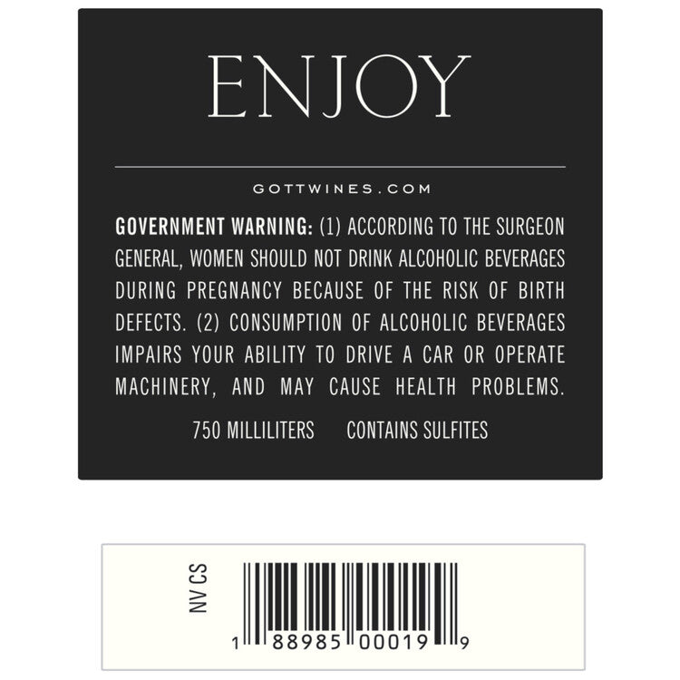 Gott Cabernet Sauvignon 815 California - 1.5L - Back Label