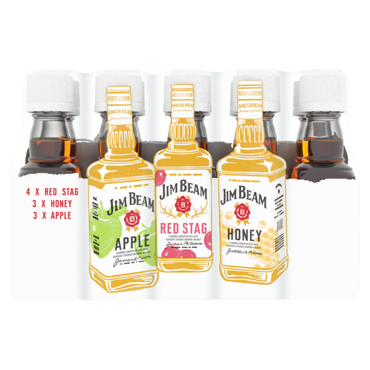 Jim Beam Flavored Whiskey Combo Honey 36, Apple 36 & Black Cherry 48 - 50ML - Front
