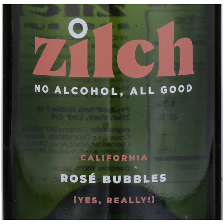 Zilch Rose Bubbles California Non Alcoholic - 750ML - Front Label