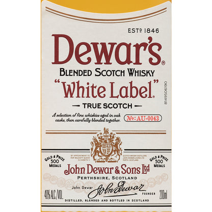 Dewar's Blended Scotch White Label 80 - 200ML - Front Label