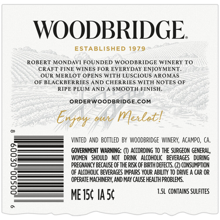 Woodbridge Merlot California - 1.5L - Back Label