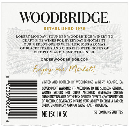 Woodbridge Merlot California - 1.5L - Back Label
