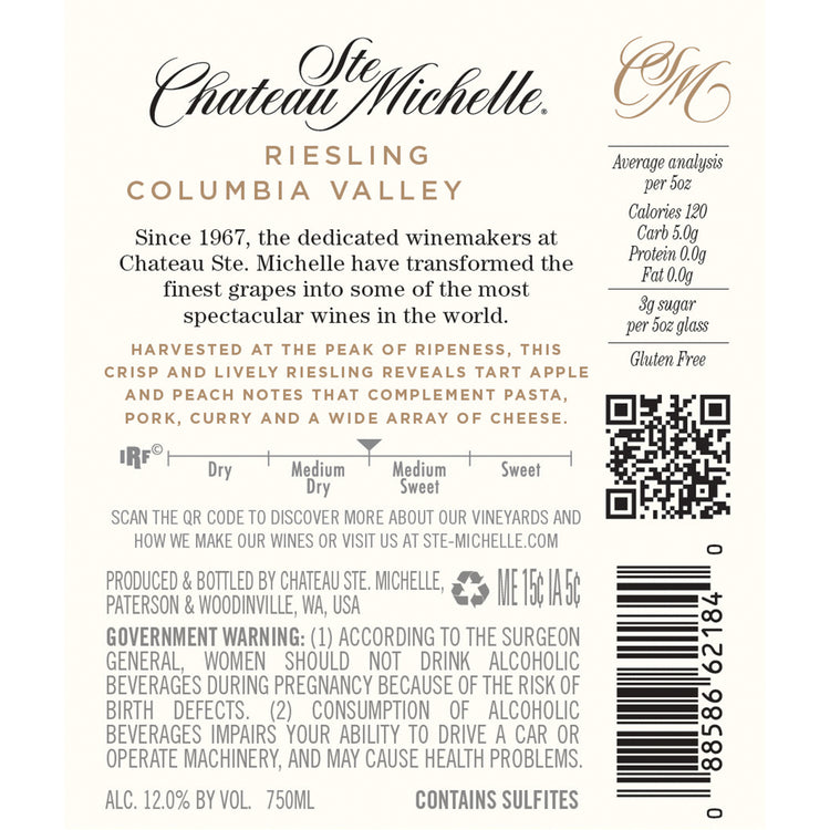 Chateau Ste. Michelle Riesling Columbia Valley - 750ML