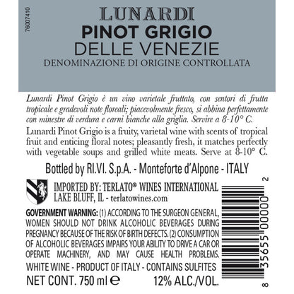 Casa Lunardi Pinot Grigio Delle Venezie - 750ML - Back Label