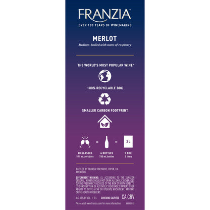Franzia Merlot American - 3.0L - Back