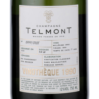 Telmont Champagne Extra Brut Vinotheque 1990 - 750ML - Front Label