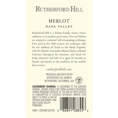 Rutherford Hill Merlot Napa Valley 2021 - 1.5L - Back Label