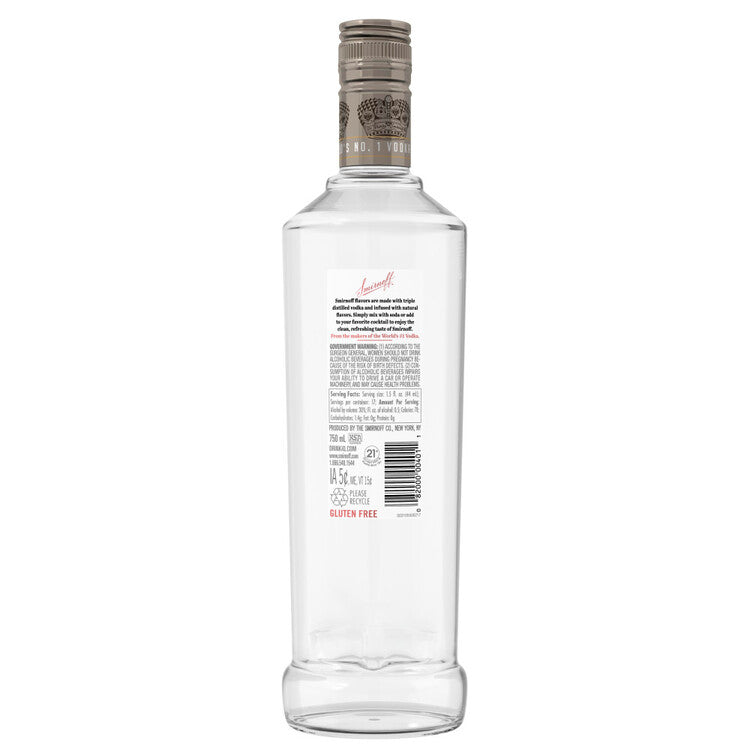 Smirnoff Vodka Vanilla Flavored 60 - 750ML - Back
