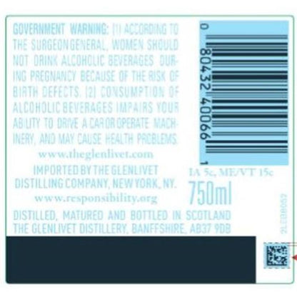The Glenlivet Single Malt Scotch Batch Reserve 18 Yr 80 With Carton - 750ML - Back Label