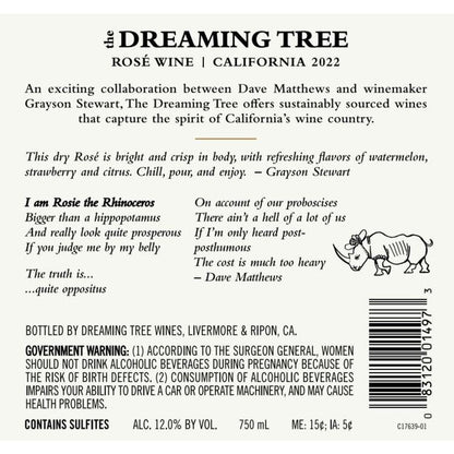 The Dreaming Tree Rose Wine California - 750ML - Back