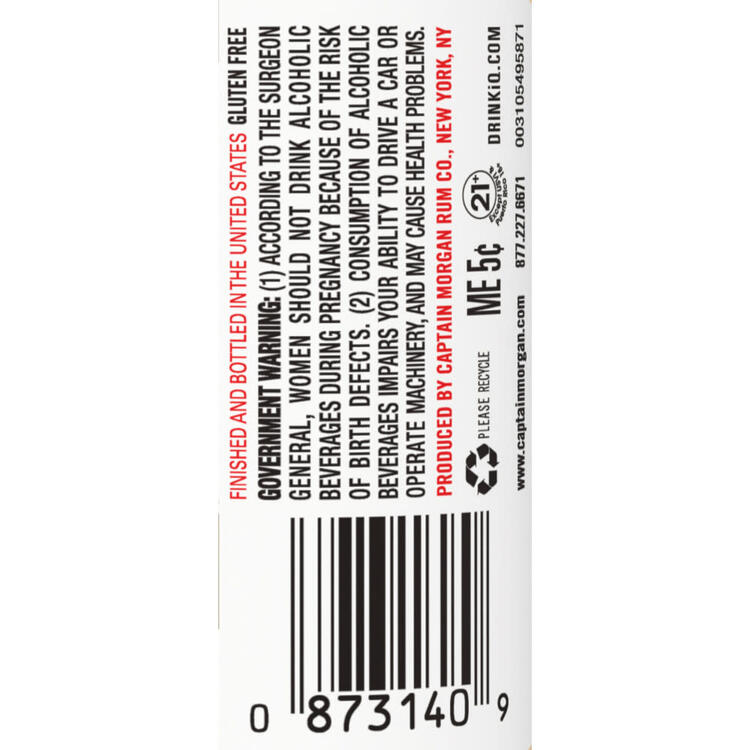 Captain Morgan Spiced Rum Original Real Madagascar Vanilla 70 - 50ML - Back Label