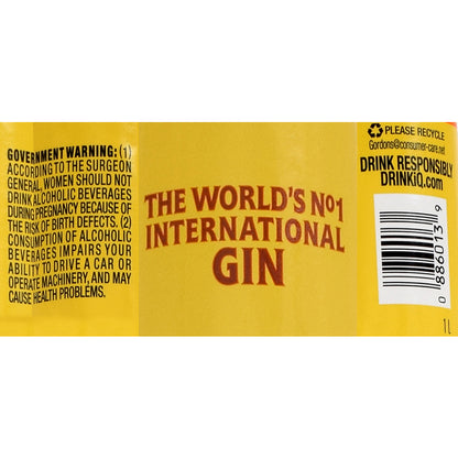 Gordon's London Dry Gin 80 - 1.0L - Back Label