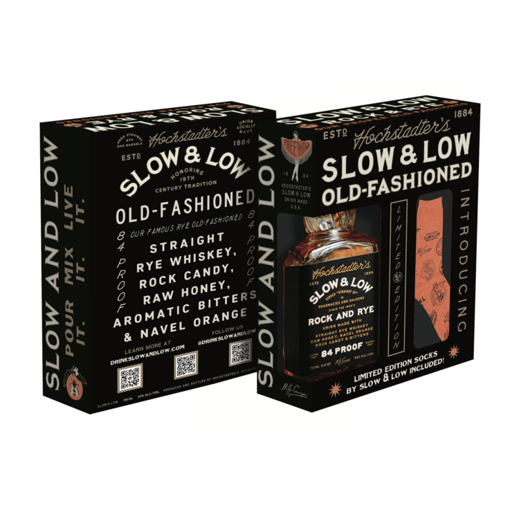 Slow & Low Rock & Rye Old Fashioned 84 W/ Flash Tatoo Socks - 750ML - Front